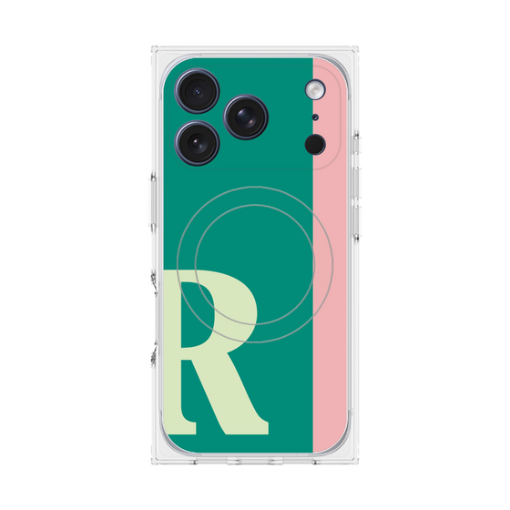 プレミアムスクエアケース with MagSafe［ オリジナル - initial color line - R green ］