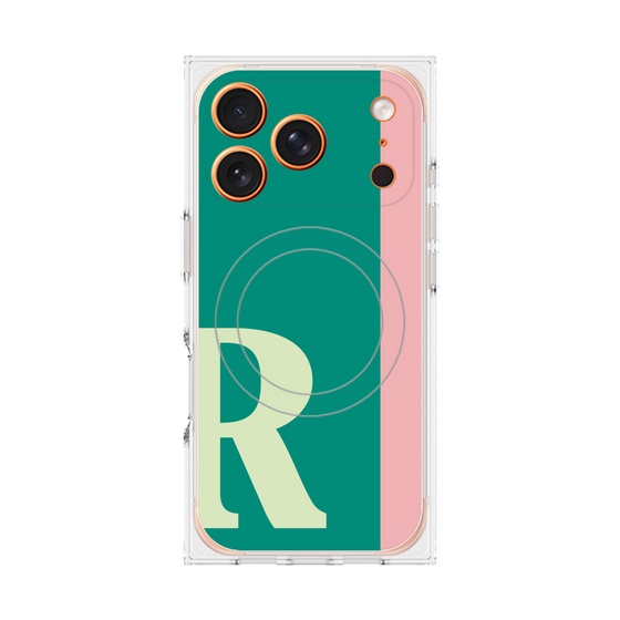 プレミアムスクエアケース with MagSafe［ オリジナル - initial color line - R green ］