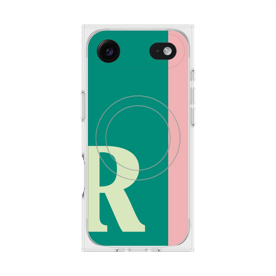 プレミアムスクエアケース with MagSafe［ オリジナル - initial color line - R green ］