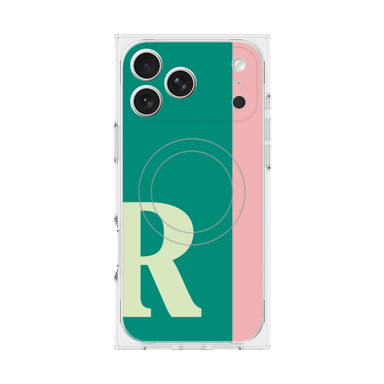 プレミアムスクエアケース with MagSafe［ オリジナル - initial color line - R green ］