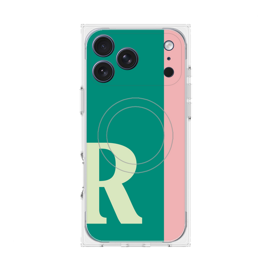 プレミアムスクエアケース with MagSafe［ オリジナル - initial color line - R green ］