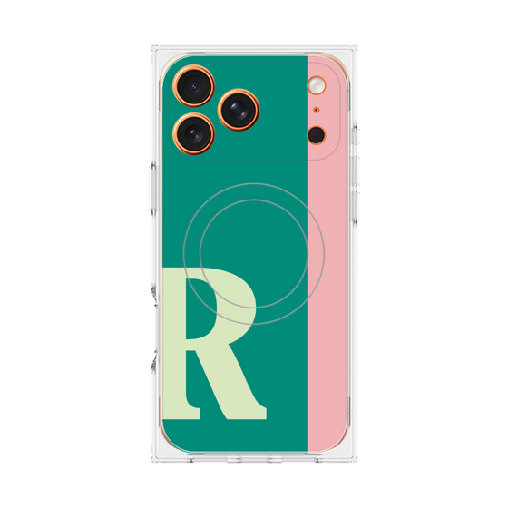 プレミアムスクエアケース with MagSafe［ オリジナル - initial color line - R green ］