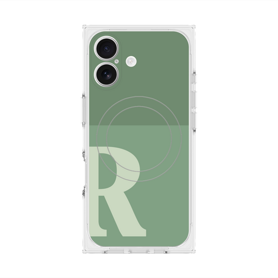 プレミアムスクエアケース with MagSafe［ オリジナル - initial two tone - R green ］