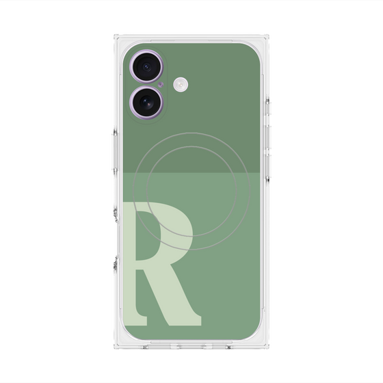 プレミアムスクエアケース with MagSafe［ オリジナル - initial two tone - R green ］