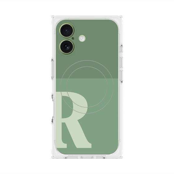 プレミアムスクエアケース with MagSafe［ オリジナル - initial two tone - R green ］