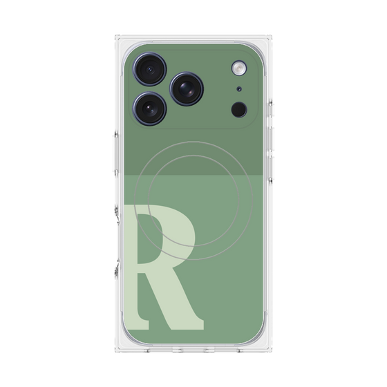 プレミアムスクエアケース with MagSafe［ オリジナル - initial two tone - R green ］