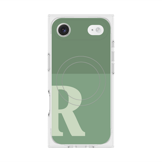 プレミアムスクエアケース with MagSafe［ オリジナル - initial two tone - R green ］
