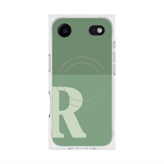 プレミアムスクエアケース with MagSafe［ オリジナル - initial two tone - R green ］
