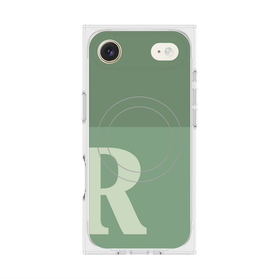プレミアムスクエアケース with MagSafe［ オリジナル - initial two tone - R green ］