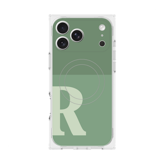 プレミアムスクエアケース with MagSafe［ オリジナル - initial two tone - R green ］