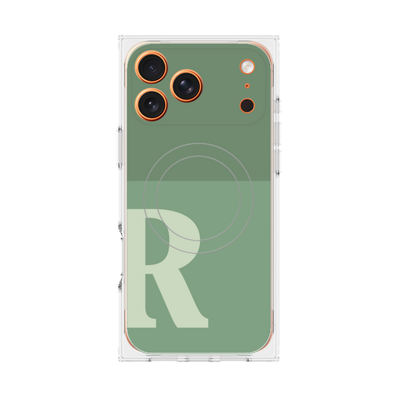 プレミアムスクエアケース with MagSafe［ オリジナル - initial two tone - R green ］