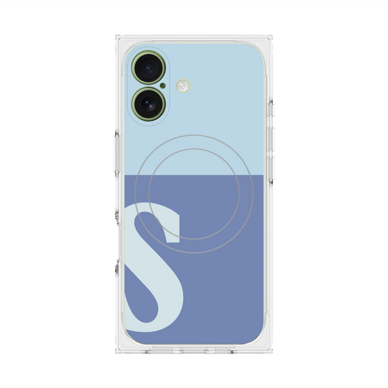 プレミアムスクエアケース with MagSafe［ オリジナル - initial two tone - S blue ］
