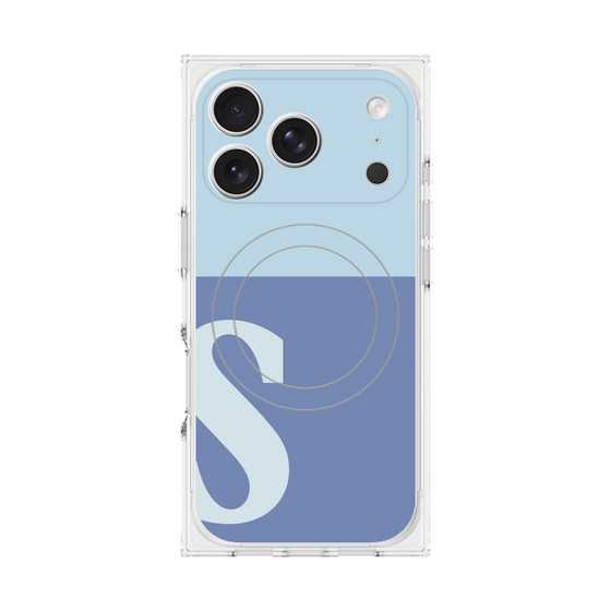 プレミアムスクエアケース with MagSafe［ オリジナル - initial two tone - S blue ］