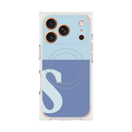 プレミアムスクエアケース with MagSafe［ オリジナル - initial two tone - S blue ］