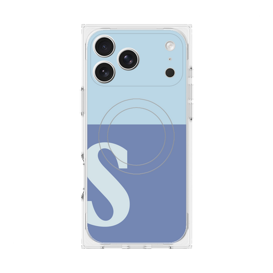 プレミアムスクエアケース with MagSafe［ オリジナル - initial two tone - S blue ］