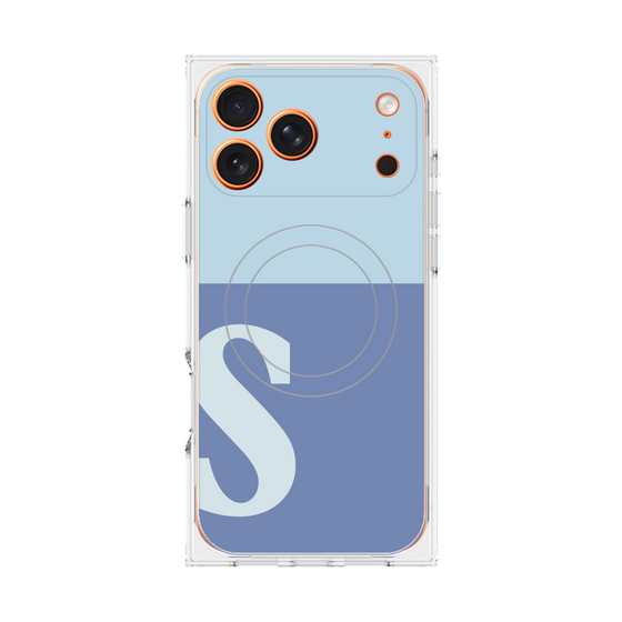 プレミアムスクエアケース with MagSafe［ オリジナル - initial two tone - S blue ］
