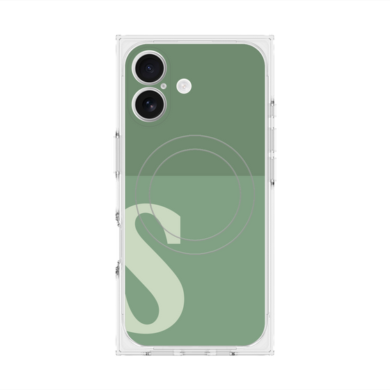プレミアムスクエアケース with MagSafe［ オリジナル - initial two tone - S green ］