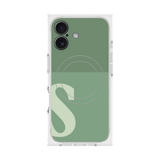 プレミアムスクエアケース with MagSafe［ オリジナル - initial two tone - S green ］