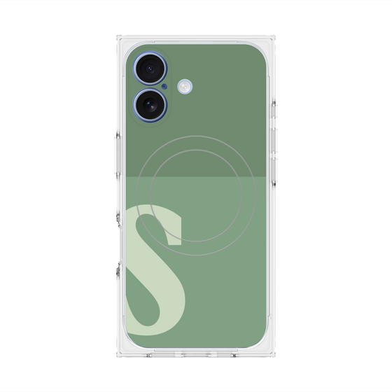 プレミアムスクエアケース with MagSafe［ オリジナル - initial two tone - S green ］