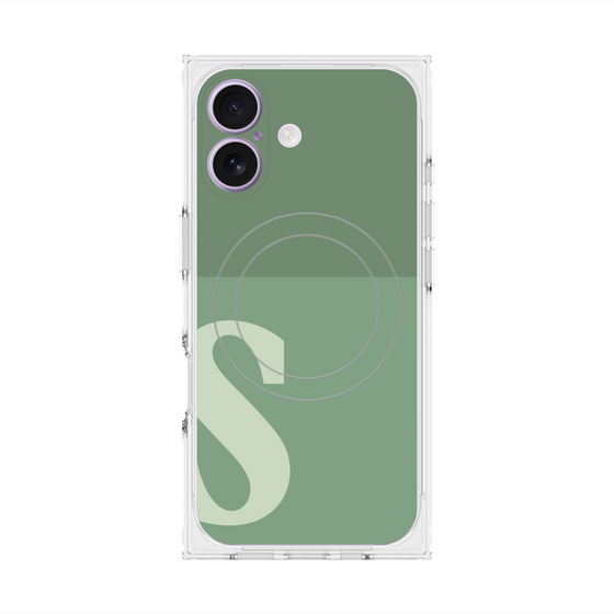プレミアムスクエアケース with MagSafe［ オリジナル - initial two tone - S green ］