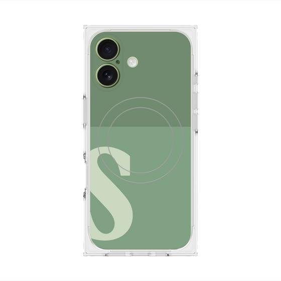 プレミアムスクエアケース with MagSafe［ オリジナル - initial two tone - S green ］