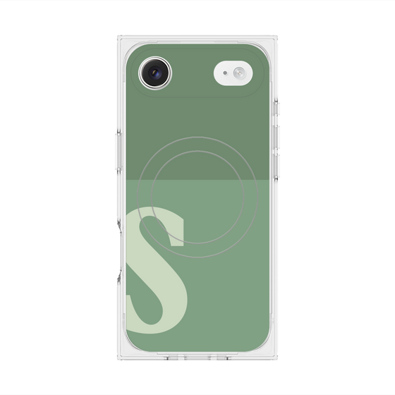 プレミアムスクエアケース with MagSafe［ オリジナル - initial two tone - S green ］