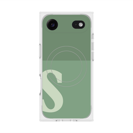 プレミアムスクエアケース with MagSafe［ オリジナル - initial two tone - S green ］