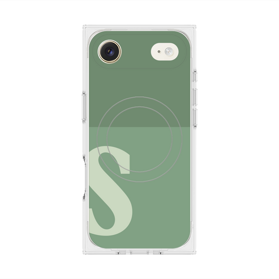 プレミアムスクエアケース with MagSafe［ オリジナル - initial two tone - S green ］