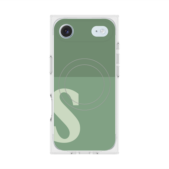 プレミアムスクエアケース with MagSafe［ オリジナル - initial two tone - S green ］