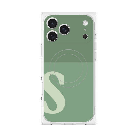 プレミアムスクエアケース with MagSafe［ オリジナル - initial two tone - S green ］
