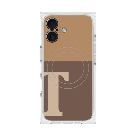 プレミアムスクエアケース with MagSafe［ オリジナル - initial two tone - T brown ］