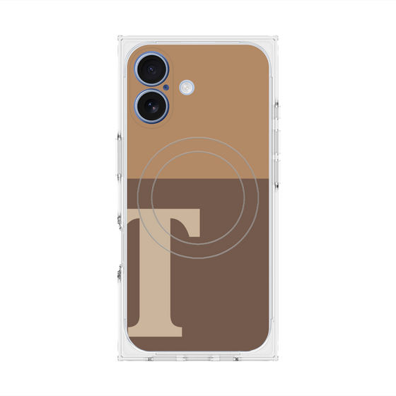 プレミアムスクエアケース with MagSafe［ オリジナル - initial two tone - T brown ］