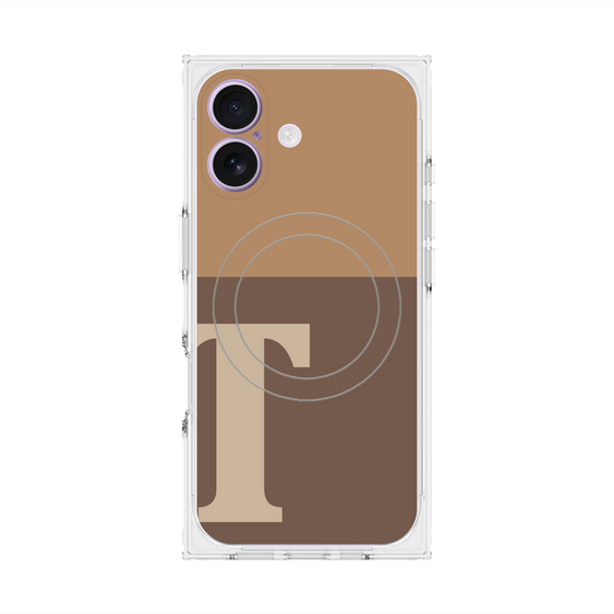 プレミアムスクエアケース with MagSafe［ オリジナル - initial two tone - T brown ］