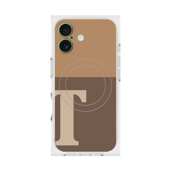 プレミアムスクエアケース with MagSafe［ オリジナル - initial two tone - T brown ］