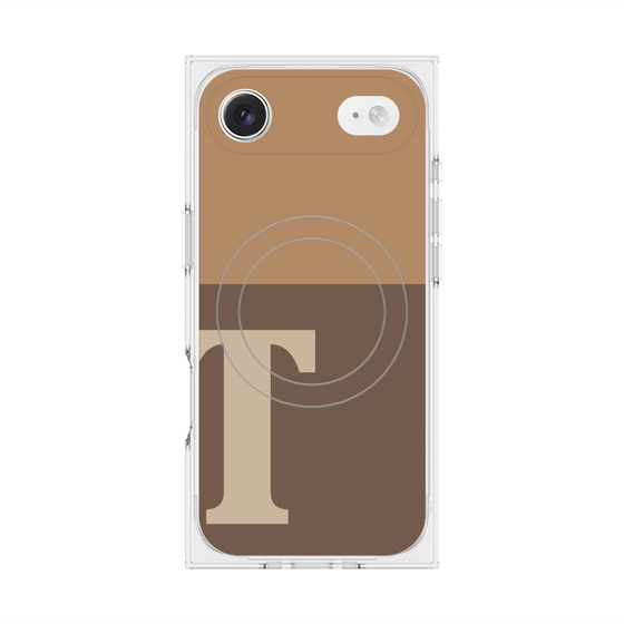 プレミアムスクエアケース with MagSafe［ オリジナル - initial two tone - T brown ］
