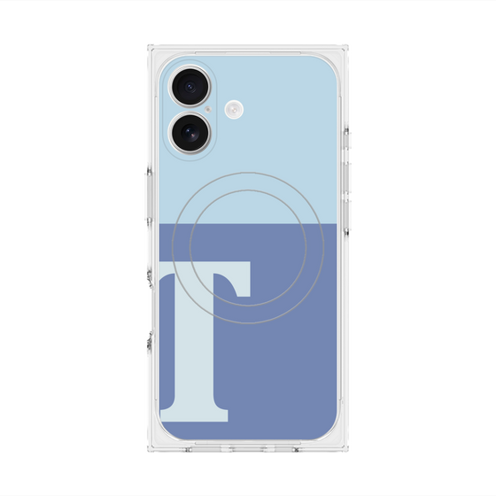プレミアムスクエアケース with MagSafe［ オリジナル - initial two tone - T blue ］