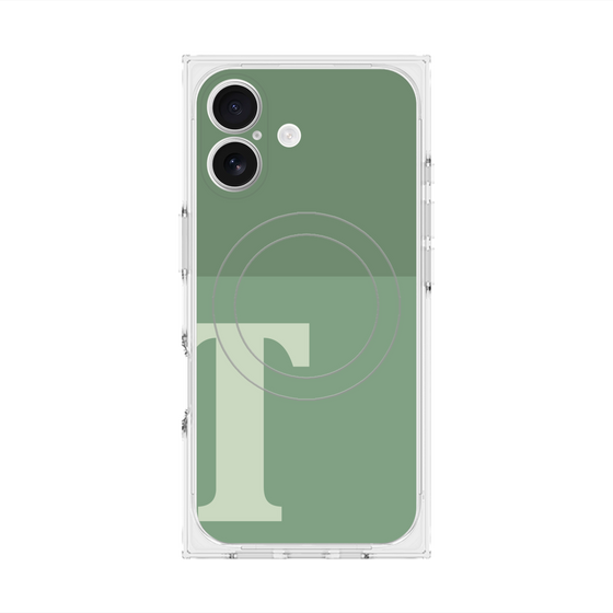 プレミアムスクエアケース with MagSafe［ オリジナル - initial two tone - T green ］