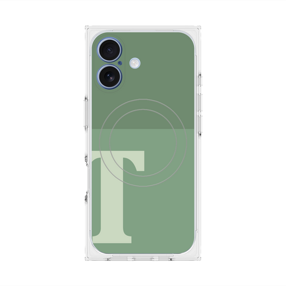 プレミアムスクエアケース with MagSafe［ オリジナル - initial two tone - T green ］