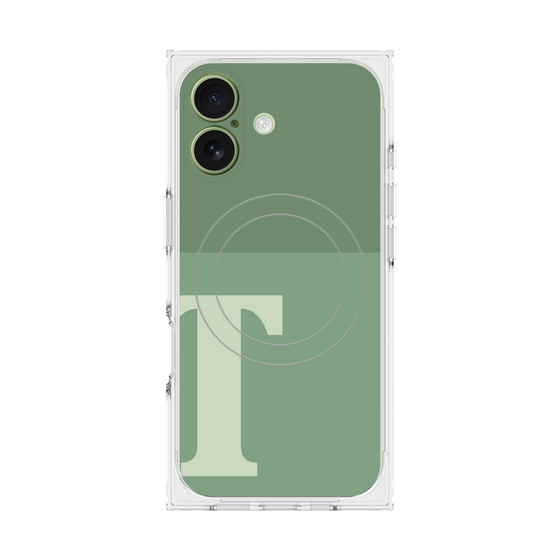 プレミアムスクエアケース with MagSafe［ オリジナル - initial two tone - T green ］