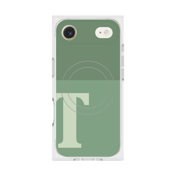 プレミアムスクエアケース with MagSafe［ オリジナル - initial two tone - T green ］