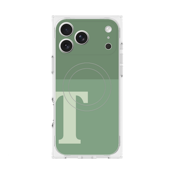 プレミアムスクエアケース with MagSafe［ オリジナル - initial two tone - T green ］