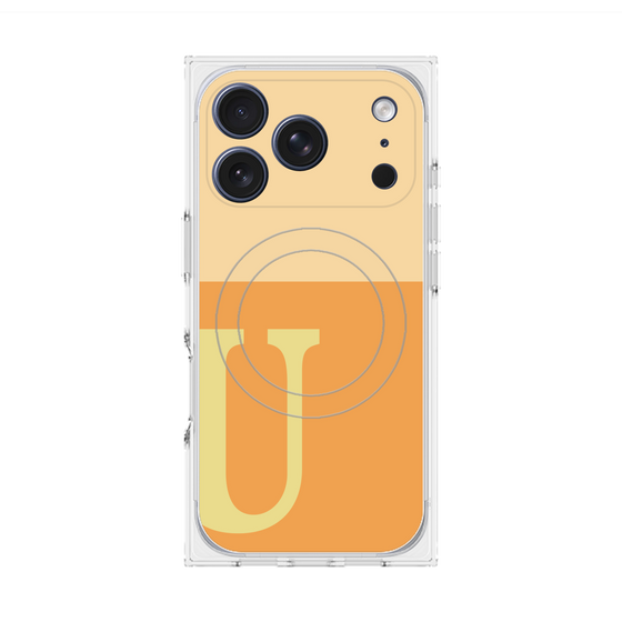 プレミアムスクエアケース with MagSafe［ オリジナル - initial two tone - U orange ］