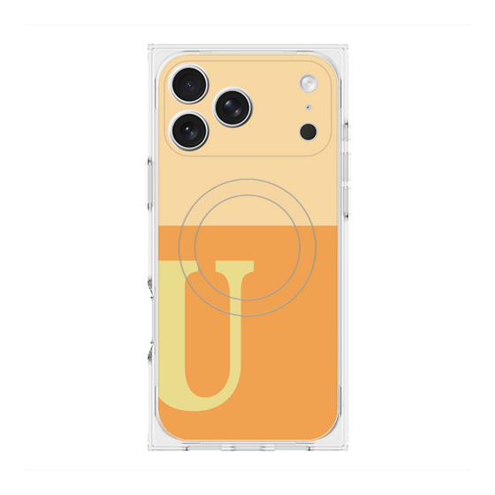 プレミアムスクエアケース with MagSafe［ オリジナル - initial two tone - U orange ］
