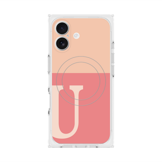 プレミアムスクエアケース with MagSafe［ オリジナル - initial two tone - U pink ］