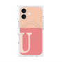 プレミアムスクエアケース with MagSafe［ オリジナル - initial two tone - U pink ］