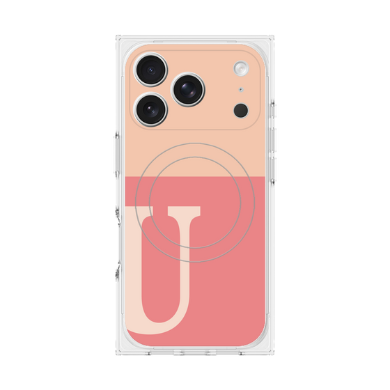 プレミアムスクエアケース with MagSafe［ オリジナル - initial two tone - U pink ］