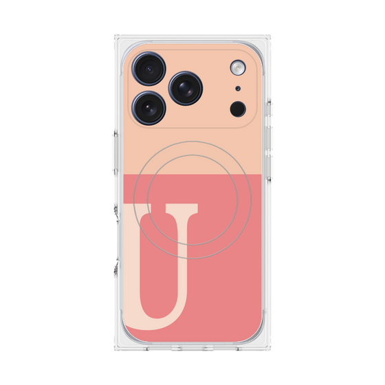 プレミアムスクエアケース with MagSafe［ オリジナル - initial two tone - U pink ］