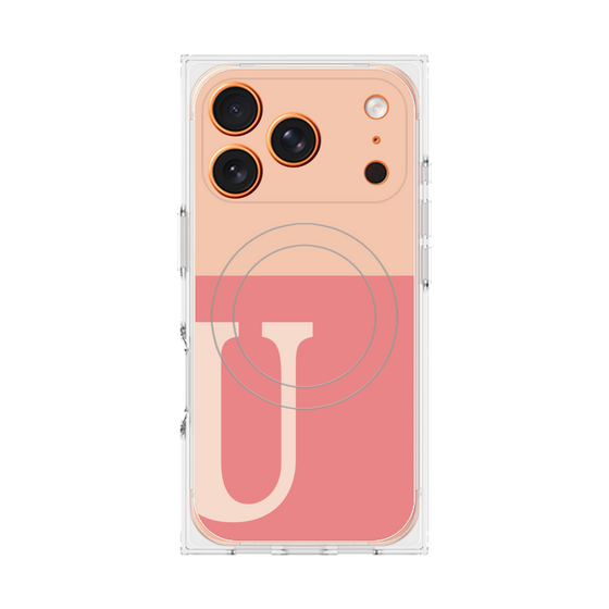 プレミアムスクエアケース with MagSafe［ オリジナル - initial two tone - U pink ］