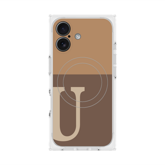 プレミアムスクエアケース with MagSafe［ オリジナル - initial two tone - U brown ］