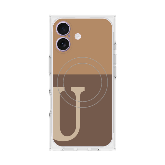 プレミアムスクエアケース with MagSafe［ オリジナル - initial two tone - U brown ］